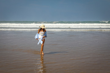 Beach holiday in Agadir, girl on the beach.