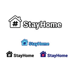 I stay at home. Coronavirus outbreak precaution. Warning advice in pandemic quarantine. Stay at home slogan with house and hastag inside icon. Vector illustration. Design on white background. EPS10.
