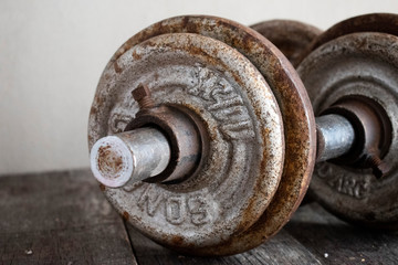 old rusty dumbell