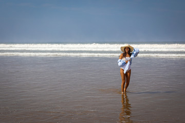 Beach holiday in Agadir, girl on the beach.