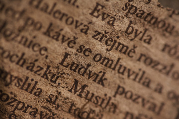 close up of an old newspapers with czech text