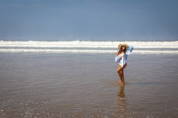 Beach holiday in Agadir, girl on the beach.