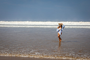 Beach holiday in Agadir, girl on the beach.