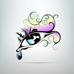 Silhouette eye in the form of the landscape. vector illustration