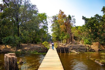 Fototapeta premium A beautiful view of Wat Prasat Neak Pean Temple at Siem Reap, Cambodia.