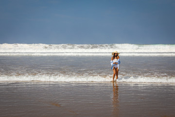 Beach holiday in Agadir, girl on the beach.