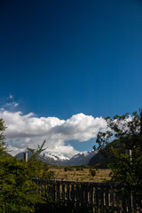 The mountain and the clouds in a patagonian park 