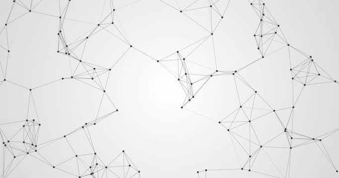 Abstract illustration on white gray background transform with flickering light on dots line triangle pattern present future innovation technology digital network  communication connection concept