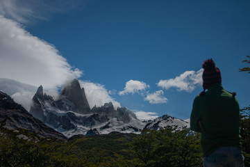 Fototapeta premium the mountain the peaks and lakes of patagonia argentina, with a sky full of clouds