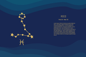Horoscope background. Zodiac sign Pisces. Horoscope vector background. Pisces constellations