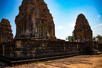 Naklejka premium A beautiful view of Angkor Wat temple at Siem Reap, Cambodia.