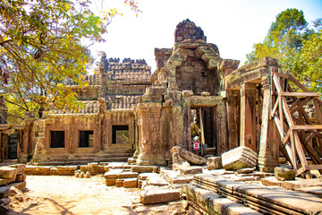 Naklejka premium A beautiful view of Angkor Wat temple at Siem Reap, Cambodia.