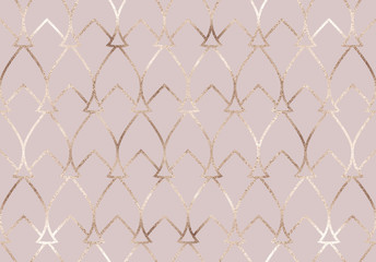 Art deco seamless pattern with gold tiles.