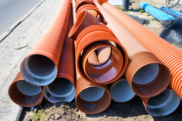 brown corrugated polyethylene pipe for water supply, urban sewer pipe, pipeline repair