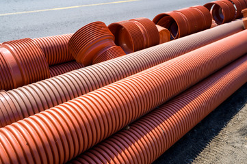 brown corrugated polyethylene pipe for water supply, urban sewer pipe, pipeline repair