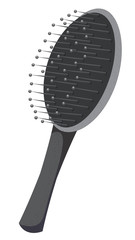 Beauty hair care hygiene stylist cosmetics accessories, black massage hair brush isolated on white background. Cute flat style cartoon vector illustration.
