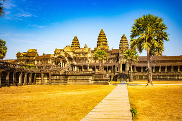 A beautiful view of Angkor Wat temple at Siem Reap, Cambodia. - obrazy, fototapety, plakaty