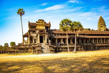 Obraz premium A beautiful view of Angkor Wat temple at Siem Reap, Cambodia.