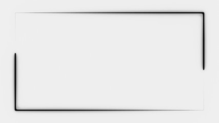 monochrome black neon frame on white background for Art, commercial and business concept motion, abstract 3d rendering 4K video