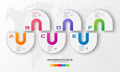 Business infographic template with 6 options,Vector illustration.