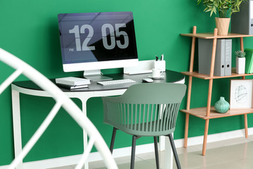 Comfortable workplace with modern computer in office