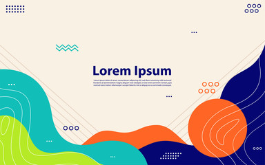 Memphis Style. Fluid Color Backgrounds with Futuristic 3D Elements.