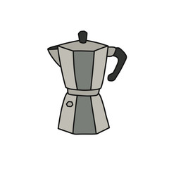moka pot doodle icon, vector illustration