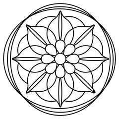 Outline of a floral pattern mandala