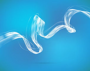 Blue abstract swirl background with flowing lines
