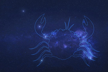 Cancer Constellation stars in outer space with shape of a Cancer in lines. Zodiac Sign Cancer constellation stars. Elements of this image were furnished by NASA © ALEXANDR YURTCHENKO