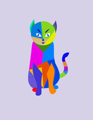 vector illustration of a cat abstract 