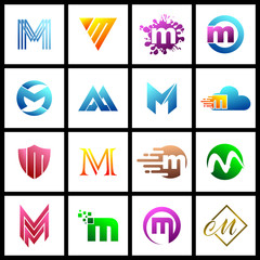 set of letter M logo icon design vector