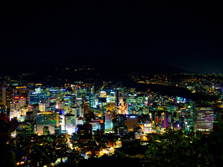 Obraz premium Seoul, South Korea - SEP 19, 2019: A night time shot from N-Seoul Tower, Seoul, South Korea