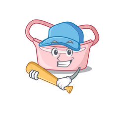 Attractive women waist bag caricature character playing baseball