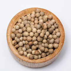 Closu-up image of white pepper on white background