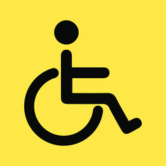 disabled icon vector illustration on yellow background.