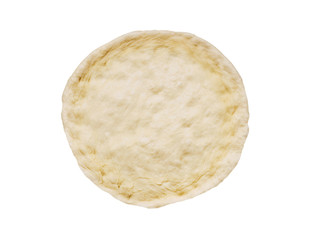 Pizza dough isolated on white background. Cooking process step by step. Top view.