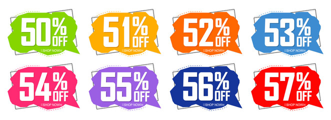 Set Sale tags, discount banners design template, app icons, vector illustration