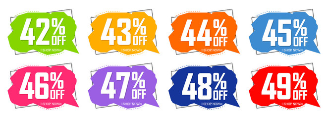 Set Sale tags, discount banners design template, app icons, vector illustration