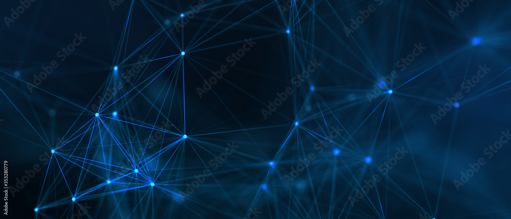 Poster abstract futuristic - technology with polygonal shapes on dark blue background. design digital techn