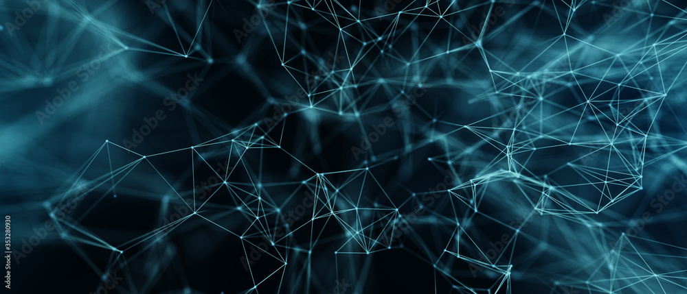 Poster abstract futuristic - technology with polygonal shapes on dark blue background. design digital techn