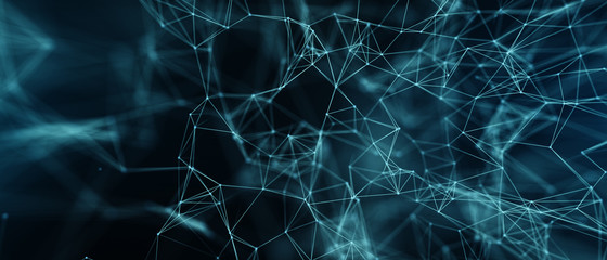 Abstract futuristic - technology with polygonal shapes on dark blue background. Design digital technology concept. 3d illustration.