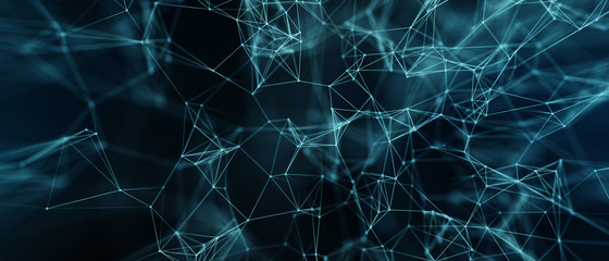 Abstract futuristic - technology with polygonal shapes on dark blue background. Design digital technology concept. 3d illustration.