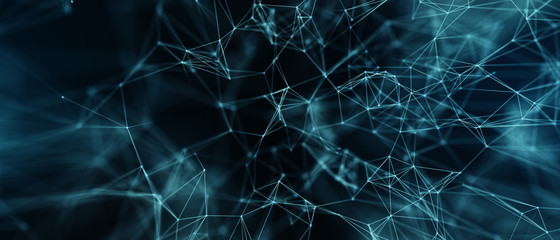 Abstract futuristic - technology with polygonal shapes on dark blue background. Design digital technology concept. 3d illustration.