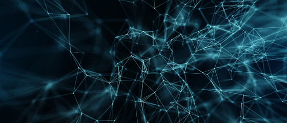 Abstract futuristic - technology with polygonal shapes on dark blue background. Design digital technology concept. 3d illustration.