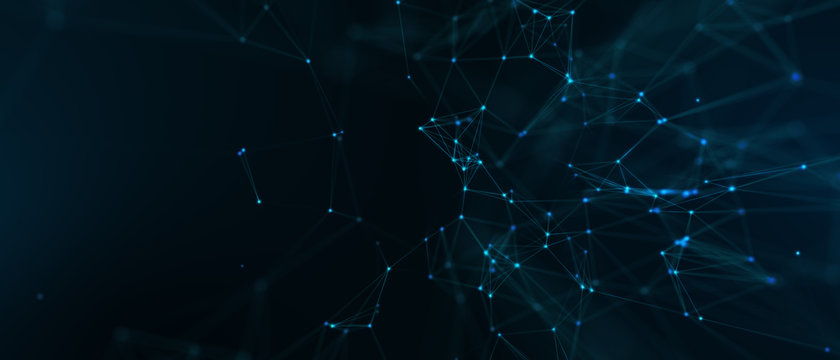 Abstract futuristic - technology with polygonal shapes on dark blue background. Design digital technology concept. 3d illustration.