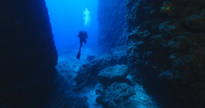 caves tunnels swimthroughs underwater for scuba divers to explore with nice lightning sun beams and rays ovean scenery