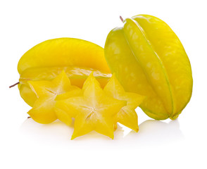 Star fruit carambola or star apple isolated on white