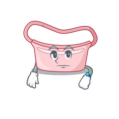 Mascot design style of women waist bag with waiting gesture