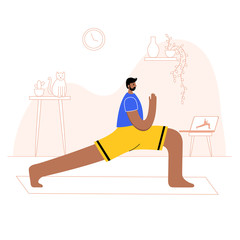 Yoga flat vector illustration. Healthy lifestyle